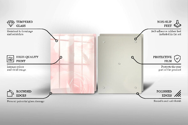 Tábua de cortar de vidro Fundo de rosas pastel