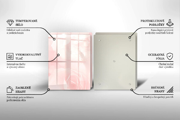 Tábua de cortar de vidro Fundo de rosas pastel