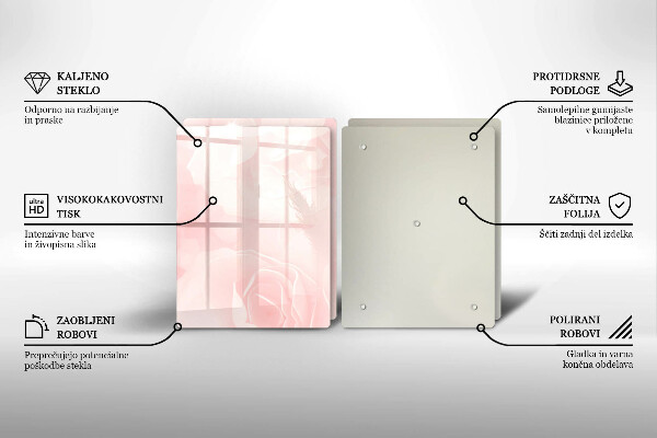 Tábua de cortar de vidro Fundo de rosas pastel
