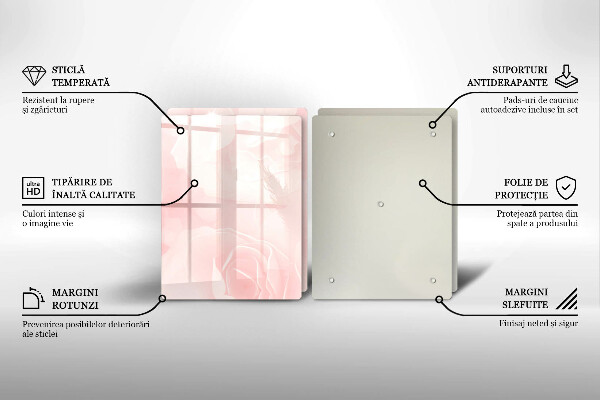 Tábua de cortar de vidro Fundo de rosas pastel