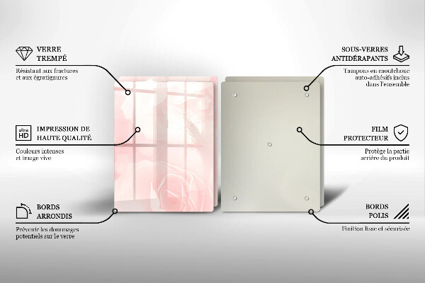 Tábua de cortar de vidro Fundo de rosas pastel