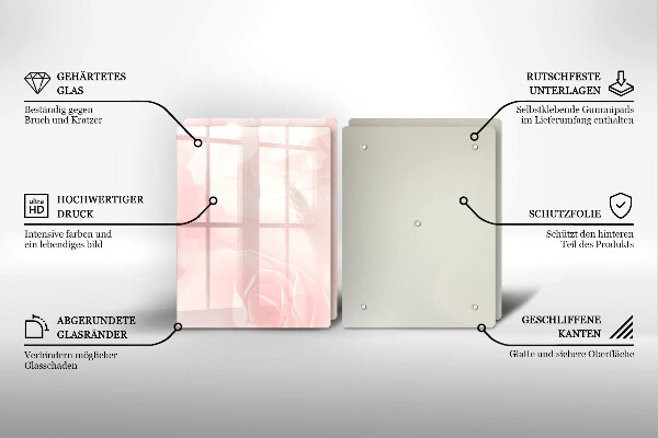 Tábua de cortar de vidro Fundo de rosas pastel