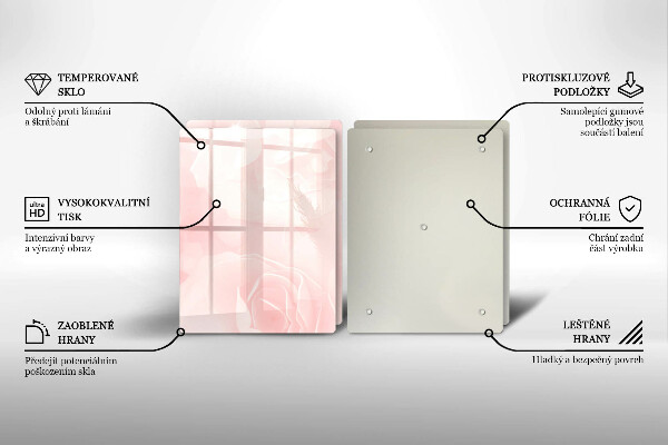 Tábua de cortar de vidro Fundo de rosas pastel