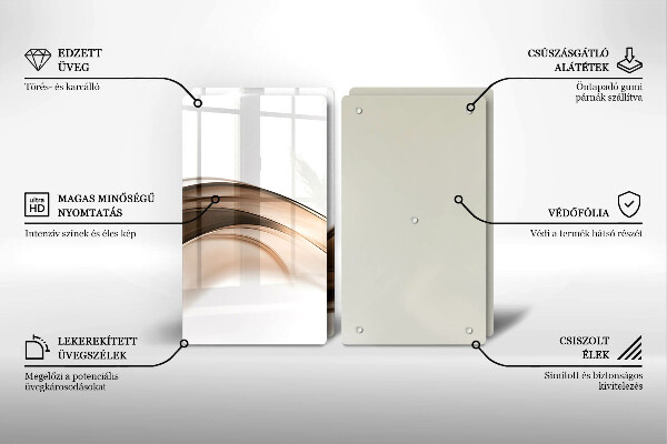 Tábua de cortar de vidro Linhas marrons abstratas