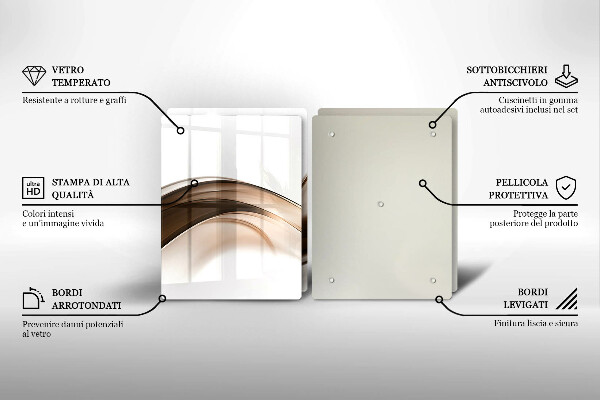 Tábua de cortar de vidro Linhas marrons abstratas