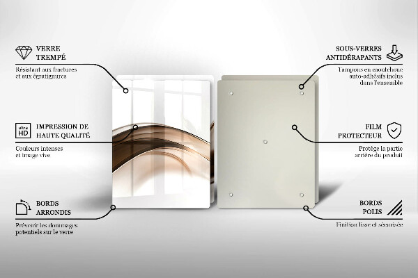 Tábua de cortar de vidro Linhas marrons abstratas