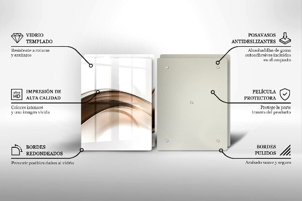 Tábua de cortar de vidro Linhas marrons abstratas