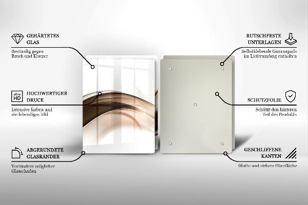 Tábua de cortar de vidro Linhas marrons abstratas