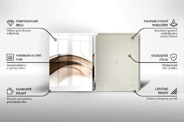 Tábua de cortar de vidro Linhas marrons abstratas