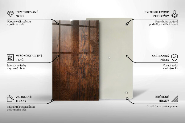 Tábua de corte de vidro Placa de madeira escura