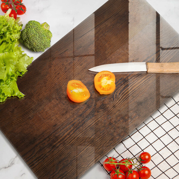 Tábua de corte de vidro Placa de madeira escura