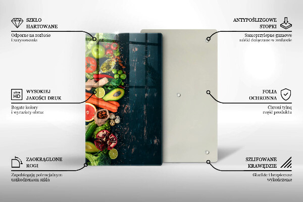 Tábua de corte de vidro Frutas e vegetais