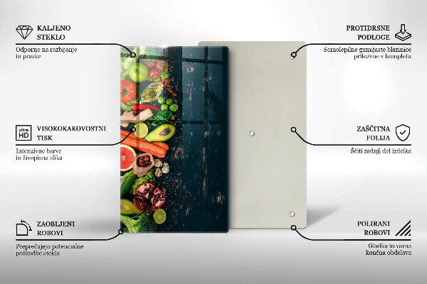 Tábua de corte de vidro Frutas e vegetais