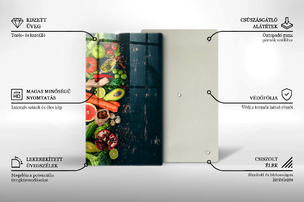 Tábua de corte de vidro Frutas e vegetais