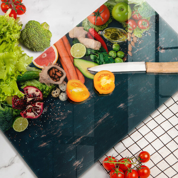 Tábua de corte de vidro Frutas e vegetais