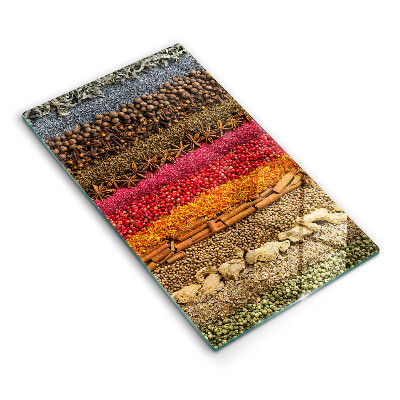 Tábua de cortar com estampa de especiarias coloridas