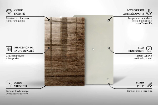 Tábua de corte de vidro Textura de madeira