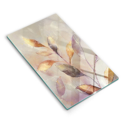 Tábua de corte com pintura de folhas estilo boho