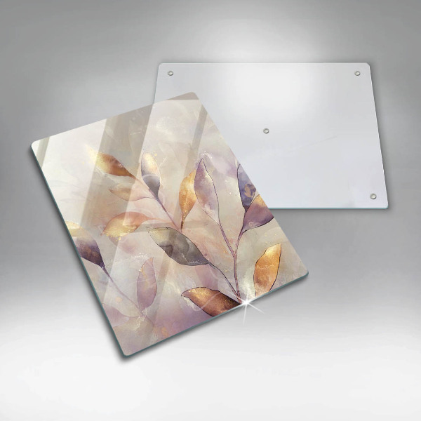 Tábua de corte com pintura de folhas estilo boho