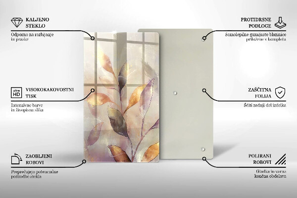 Tábua corte Folhas boho pintadas