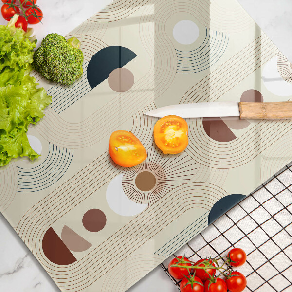 Tábua para cozinha com formas geométricas estilo boho