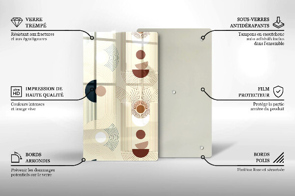 Tábua para cozinha com formas geométricas estilo boho