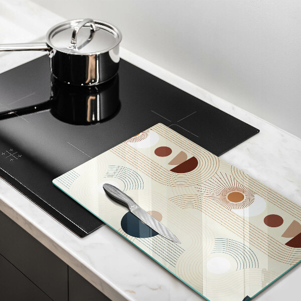 Tábua para cozinha com formas geométricas estilo boho