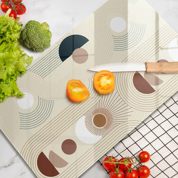 Tábua para cozinha com formas geométricas estilo boho