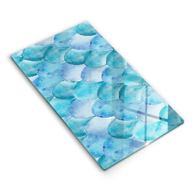 Tábua de cozinha com estampa de escamas em aquarela