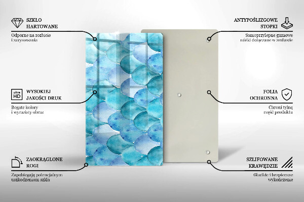 Tábua de cozinha com estampa de escamas em aquarela
