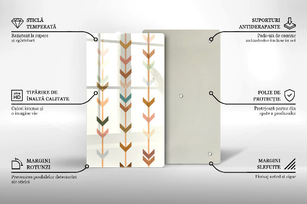 Tábua de corte de vidro com estampa de elementos geométricos