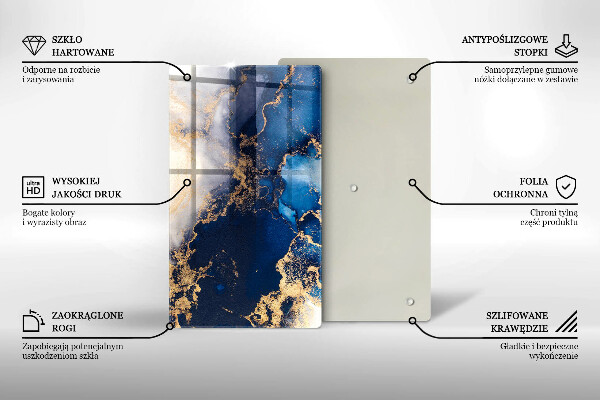 Tábua de cortar de vidro Fundo elegante e dourado