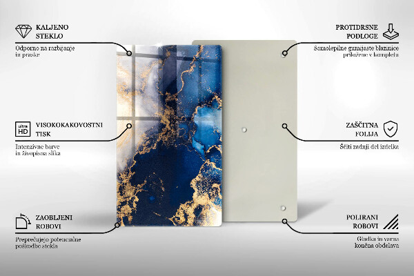 Tábua de cortar de vidro Fundo elegante e dourado