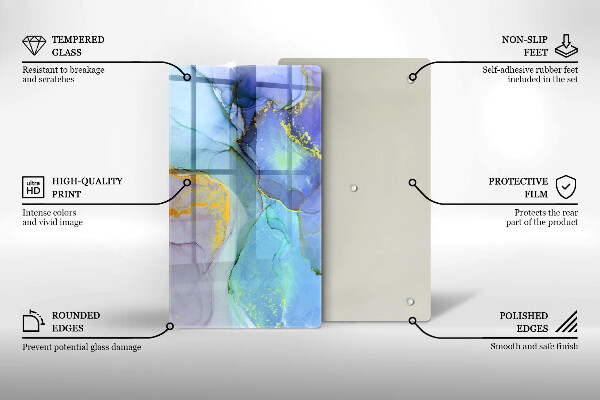 Tábua de vidro Ouro em pedra rachada