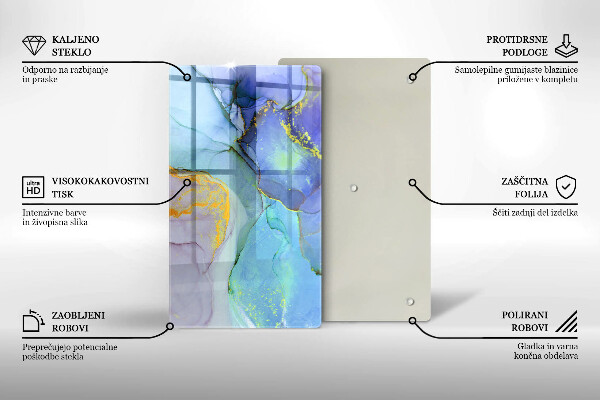 Tábua de vidro Ouro em pedra rachada