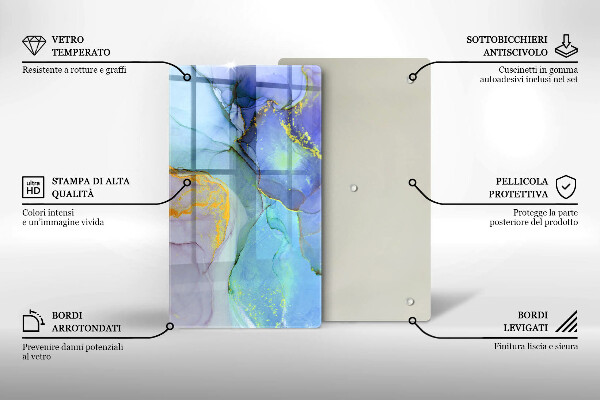 Tábua de vidro Ouro em pedra rachada