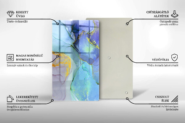 Tábua de vidro Ouro em pedra rachada