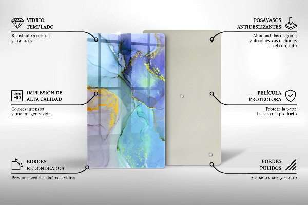 Tábua de vidro Ouro em pedra rachada