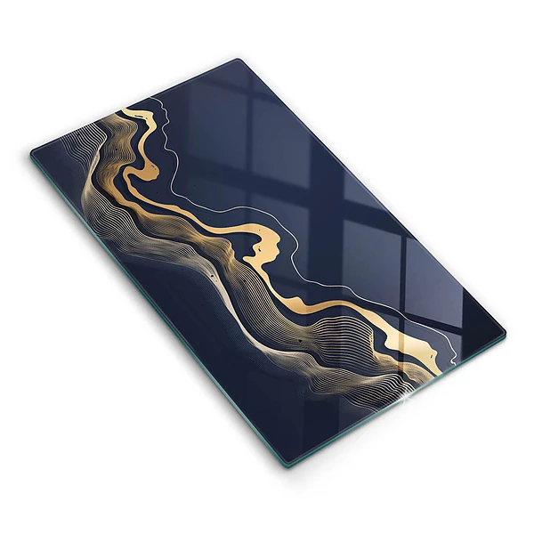 Tábua de cortar com estampa de linhas douradas abstratas