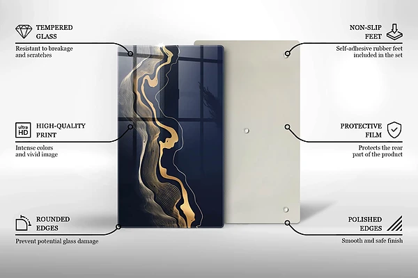 Tábua de cortar com estampa de linhas douradas abstratas