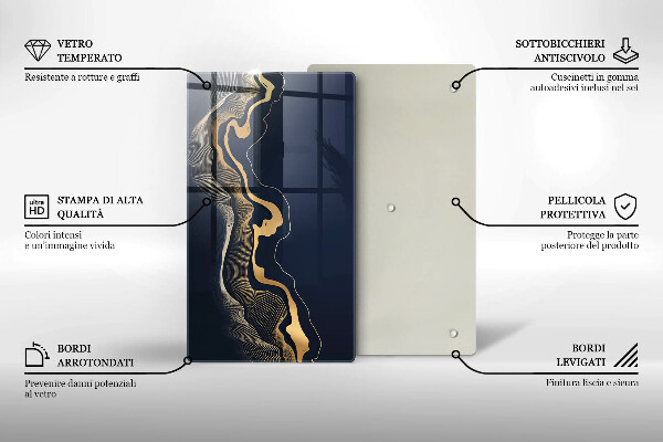 Tábua de cortar alimentos Linhas douradas abstratas
