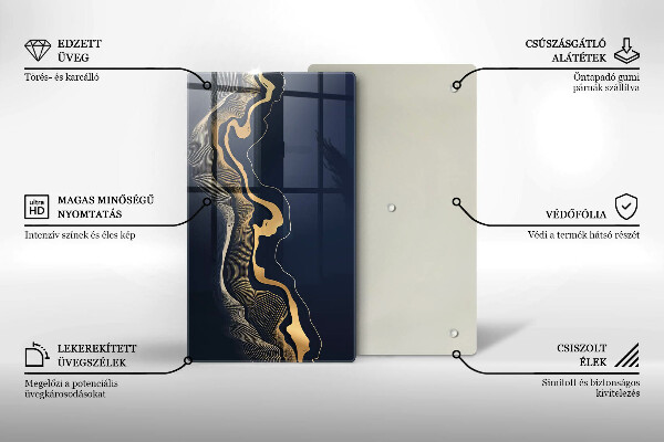 Tábua de cortar alimentos Linhas douradas abstratas