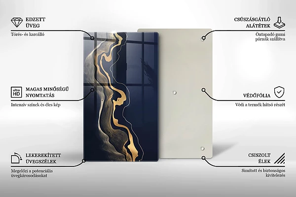 Tábua de cortar com estampa de linhas douradas abstratas