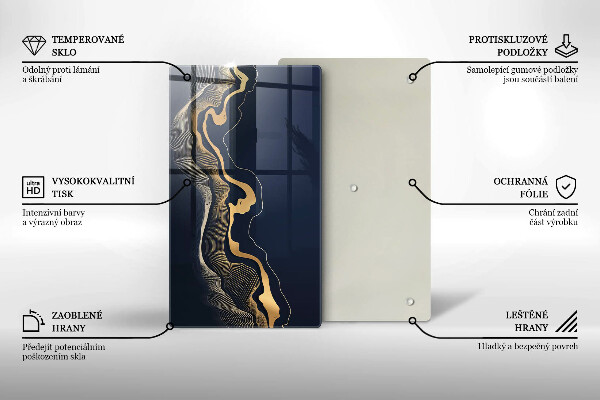 Tábua de cortar alimentos Linhas douradas abstratas