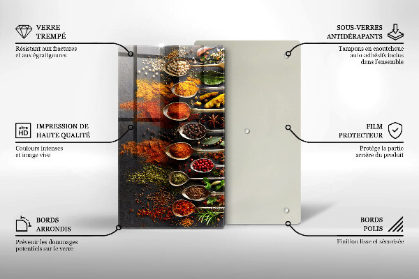 Tábua de cozinha com colheres de especiarias