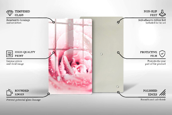 Tábua cozinha Gotas de orvalho e flor de rosa