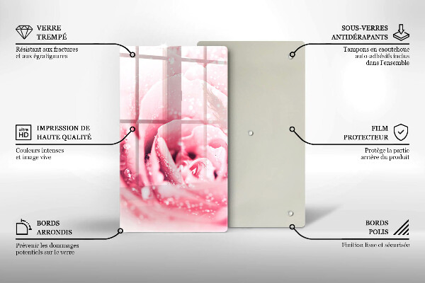 Tábua cozinha Gotas de orvalho e flor de rosa
