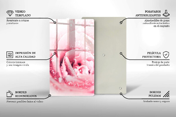 Tábua cozinha Gotas de orvalho e flor de rosa