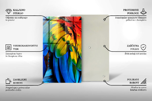 Tábua corte Penas coloridas de papagaio