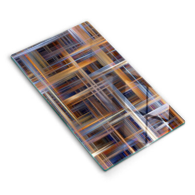 Tábua de corte de vidro com estampa de linhas de pintura abstratas